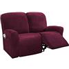 CLGTY Copripoltrona Relax Elasticizzato, Morbido Velluto Fodera per Poltrona Per1 2 3 Divano Cuscino con Tasca Laterale Antiscivolo Lavabile Sofa Protettore per Soggiorno-Vino Rosso-2 Posti