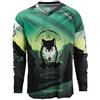 JPOJPO Maglia da Ciclismo da Uomo MTB, Maglietta a Maniche Lunghe, per Mountain Bike, Moto, Abbigliamento Anti-UV, Lupo, M