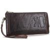 CONTACTS Portafoglio in pelle cerniera bloccante RFID,portamonete con carta di grande capacità,pochette con cinturino polso per donna/uomo (Caffè)