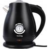 Huslog Bollitore Elettrico Retrò 1,7 L, 2200 W, in Acciaio Inox, con Indicatore di Temperatura, Bollitura Rapida, Base Girevole 360°, Spegnimento Automatico, Nero