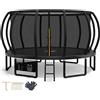 Devoko Trampolino da Esterno Ø 228/305/366/427 cm, Certificazione GS, per Bambini, con Rete di Sicurezza, Scala, Design a Zucca, Portata Massima 150 kg