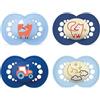 MAM Day & Night 6-16 mesi Ciuccio in silicone, set da 4 pezzi Boys, con 2 scatole sterilizzate