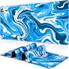 LeKuni Tappetino per mouse da gioco, XXL, 900 x 400 mm, con cuciture sui bordi, sotto mano scrivania, accessorio per scrivania, base in gomma antiscivolo, superficie (superficie blu)