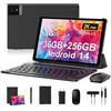 RUSHAR Newest Tablet 10.4 Pollici Android 14,Tableta in Offerta 36GB RAM+256GB ROM(TF 1TB),4G LTE+5G WiFi,IPS 2K HD,Octa-Core 2.0GHz,13MP+8MP,8000mAh,Bluetooth,Tablet con Tastiera etc,Nero
