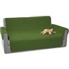 Comart - Copridivano Majestic - Copri Divano con Braccioli - Telo Trapuntato - Reversibile - Antigraffio - per Cani e Gatti - Lavabile in Lavatrice - Antiscivolo - Verde - Divano 3 Posti