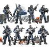MEIEST SWAT - Set di 8 mini figure di polizia cittadina assemblati, con più accessori per armi militari, set di favore del partito per ragazzi e uomini