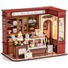 ROBOTIME DIY Miniature House in Legno Negozio di dolciumi, Case in Miniatura da Costruire con LED per Adulti e Bambini, Regalo di Compleanno