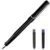 Dyaucwpo Penna Stilografica con Pennino Fine, Impugnatura Ergonomica e Pennino in Acciaio lucido Misura EF, Stilografiche Include 2 Cartuccia (Blue, Nero), per Ufficio Scrittura, Destrimani