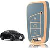 TOOMUME Cover Chiave, Guscio Chiave Adatto per VW Volkswagen Passat B8 Golf 7 Tiguan T-Cross Polo CC Seat Leon Ibiza Skoda Superb Kodiaq, Custodia Chiavi Telecomando Copri Chiavi - Smart Key