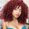 colorful panda ColorfulPanda Parrucca Afro Sintetica Capelli Intrecciati Ricci per Donne, Rosso Scuro Misto Kinky Curly con Frangietta, Parrucche Corte Africane per Donne Nere (Bordeaux)