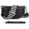 Blade Marsupio da donna in vera pelle, elegante marsupio, da donna, con 2 motivi e pelle staccabili e regolabili, tracolla da donna, tasca sul petto di alta qualità per donne, Nero-9., m, Marsupio
