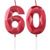 mciskin Candele rosse per 60° compleanno, candela 3D numero 60 per torta, decorazioni per 60° compleanno per donne uomini, candele decorazioni rosse Torta Topper per feste Suppie