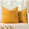 MIULEE Set di 2 Federe Cuscini per Divano in Velluto a Coste Moderno Morbido Decorativa Copricuscini per Divano Camera da Letto 40x40cm Curcuma