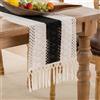 DakTou Runner da Tavolo Moderno Nero Beige Inverno Stile Country, Runner Tavolo con Nappe a Mano Stile Rustico Lavabile, Centro Tavola Centrini, per Il per la Sala da Pranzo Cucina Festivo 30x140cm