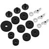 Flexzion 18 pezzi feltri per piatti guarnizioni manicotti, Hi hat accessori ricambio per batteria, Set per piatti batteria feltrini fermapiatto, Bulloni ad alette dadi rondelle strumenti (Nero)
