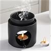 APOMOONS Lampada profumata Ambiente Tealight lampada aromatica in ceramica fornello per oli essenziali, olio profumato e cera profumata, portacandela (nero di alta qualità)