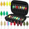 BDHYYM Set di 16 esche per trote, set di esche per trote, spinner, set di indicatori di direzione per trota, 2,5 g / 3,5 g / 5 g, set di accessori da pesca per pesce persico, luccio, lucioperca, trota