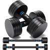 Northdeer Set di 2 manubri in acciaio 2 in 1 (2,5 kg/3 kg/5 kg/5,5 kg/7,5 kg/8 kg/10 kg) - manubri regolabili con bilanciere e manico in schiuma (nero, 10 kg × 2)