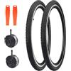 MEGHNA Kit pneumatici per Biciclette 2er-Pack 24/26x1.5 ＋2er-Pack AV35mm Pneumatici interni per biciclette＋2 Leva pneumatici Usato MTB/Biciclette per strada (26x1.5 Pollici)