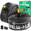 MOOVMOOV Camera d'Aria Bici 24 Pollici - Compatibile con Pneumatici 24x1.50, 24x1.60, 24x1.75, 24x1.80, 24x1.85 - ETRTO 40-507, 44-507, 47-507, 50-507 - Valvola Schrader - Confezione da 2