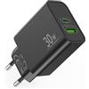 ARCCRA 30W 2-Porto USB C Caricatore per Samsung Galaxy S25 S24 S23 S22 S21 Ultra FE 5G A55 A54 A53 A52, Note 20 10, Charger Rapido Caricabatterie Tipo-C USB-A Alimentatore Carica Batterie per 45W/25W/18W