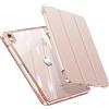 INFILAND Custodia per iPad Air 6a/5a/4a generazione (2023/2022/2020) 10,9 pollici con retro e cornice in cristallo [ anti ingiallimento ] con supporto per stilo, Oro rosa