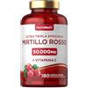 Horbäach Mirtillo Rosso 50000 mg con Vitamina C | Cranberry 50:1 Extract | 180 Capsule Vegane in Polvere | Horbaach