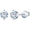 INFINIONLY Orecchini di diamanti da donna: orecchini in argento 925 con 2 carati moissanite - colore D chiarezza VVS1 6,5 mm diamanti rotondi con certificato GRA - gioielli da sposa da feste