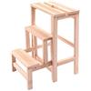 HOUSE COLLECTION Sgabello Scala, in Legno Naturale, richiudibile, salvaspazio, 3 gradini, 23 x 38 x 57 cm