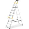 Hoström Scala DURAMP 8 gradini con corrimano e vaschetta per attrezzi, leggera e pieghevole, altezza piattaforma 162 cm, 5 anni di garanzia, Hostrom