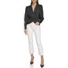 DKNY Maglia a Maniche Lunghe con Scollo a V, in Raso Blouse, Nero, M Donna