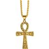 Richsteel Egiziano Ankh Collana Pendente Croce di Ankh dall'Egitto Acciaio Inossidabile/Oro/Nero Catena 55+5 cm Gioielli Africani Fantasia Regalo Originale per Donna Uomo Adolescente Ragazzi