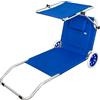 Aktive 62610 - Lettino da spiaggia con ruote, Sedia da spiaggia con ruote, 2 ruote, con ombrellone, Sedie da spiaggia con ruote, 62x117x62 cm, altezza seduta 11 cm, peso massimo 110 kg