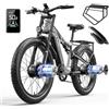 VLFINA S600 Mountain Bike elettrica per adulti a sospensione totale, batteria rimovibile 48V17.5AH, bicicletta elettrica da 26 pollici 3.0 Fat Tire a 7 velocità, doppio motore ebike