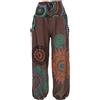 GURU SHOP Pantaloni larghi a vita larga, stampa da donna, cotone, pantaloni a pluder e pantaloni Aladin, abbigliamento alternativo, marrone, 44