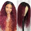 LYBYL Parrucca Donna Capelli Parrucca Rossa Lace Front Wigs Human Hair Wig 4x4 Free Part Lace Closure Wig T1B/99J Jerry Curly Wave Wig Ombre 9A Brazilian Virgin Hair Wig 18 Inch(45.72cm)