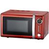 MELISSA 16330109 Classico Forno Design retrò, Struttura in Metallo, 20 Litri, 700 Watt microonde, Timer, 5 Livelli di Potenza, Rosso Metallizzato