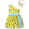 Lito Angels Vestito Costume da Ciottolina Flintstones con Osso Fascia per Bambina Taglia 4 anni, Giallo