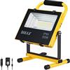 Bakaji Lampada Faro da Lavoro Portatile Chip LED COB Alta Luminosità 2500 Lumen 50W con Luce Emergenza Rosso Blu Batteria a Litio Ricaricabile 12V 220V Casa Auto Impermeabile IP65 da Esterno (50 W)