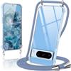 Oelrstfe Cover con Cordino per Google Pixel 8 Pro, Trasparente Silicone Sottile Morbido Custodia con Regolabile Collana Laccio Tracolla, Antigraffio Antiurto Proteggere Case con Corda, Grigio