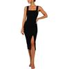 OCCOKO Vestito da Festa Aderente con Scollo in Tinta Unita da Donna Vestiti Vestiti Maniche Lunghe