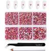 Beadsland 4300 strass Giacinto AB con retro piatto,pietre chiodate,strass rotondi di cristallo per fai da te,mescolati in 6 misure,con pinzette per picking e set di penne a cera,SS6-SS20,Giacinto AB