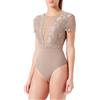 PIECES Pcsicca SS Bodystocking Noos Body, fossile, S Donna