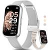 Sanorum Smartwatch Donna, 1.47" Orologio Fitness, 24 Modalità Sport, SpO2, Sonno, Activity Tracker Passi Calorie, 165+ Quadranti, Fisiologia Femminile Notifiche Impermeabile IP68 Android iOS Argento