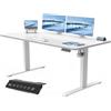 JUMMICO Scrivania Regolabile in Altezza, Scrivania Regolabile Elettrica con Smart Panel da caricatore USB, Scrivania in Piedi con Funzioni di Memoria, Standing Desk 140 x 60 cm, Bianco