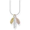 Thomas Sabo Collana da Donna in Argento Sterling 925 con piume, Lunghezza 38 45 cm, Catenina con ciondolo a forma di piuma