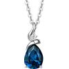 FANCIME Collana Goccia con Oro Bianco 14 carati (585) Ciondolo e Argento 925 Catena con Blu Topazio e Diamanti Naturale Gioielli per Donna Ragazze Mamma- Catena Lunghezza: 40 + 5 cm