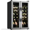 KLARSTEIN Vinamour - Frigorifero per Vino a 2 Zone - 24 Bottiglie, 5-18°C, Controllo Touch, Illuminazione LED, a Libera Installazione, Doppio Sportello in Acciaio Inox, Frigorifero per Vino