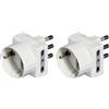 BTicino S3611D Adattatore Tris con Spina, 2P+T, 16A per 1 Presa Tedesca e 2 Prese Bipasso, 1500 W, 250 V, Bianco (Confezione da 2)