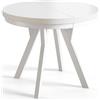 AlpiMeble Tavolo da pranzo rotondo EVO, tavolo allungabile Ø 90 cm fino a 190 cm, tavolo soggiorno colore: bianco, con gambe in legno di colore bianco